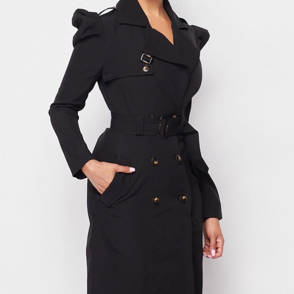 New With Tags Quinn Black Long Trench Coat